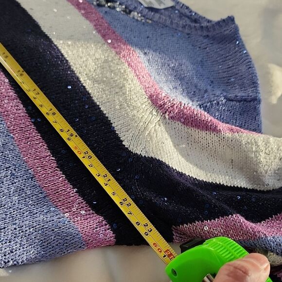 Alfred Dunner Striped Sequin Sweater knitted women size 1X Casual Sophisticated - Picture 7 of 11